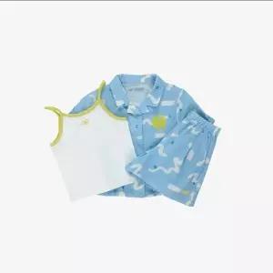 뉴발란스키즈(NB Kids) [3PCS] SUMMER WAVE여아 패턴 시어서커 셔켓 셋업 NK9YG3971G(51)Light Blue