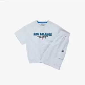 뉴발란스키즈(NB Kids) Ready Set Rugby레터포인트 미니쭈리 반팔셋업 NK9YG2411U(AA)Light Melange Gray
