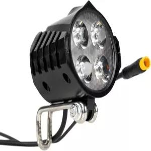 경적이 달린 전기 자전거 헤드라이트 3핀 유선 전면 조명 교체 24V 36V 48V 52V LED 4개 조절 가능한 장착