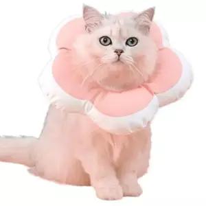 [반려] 고양이 방수 쿠션 넥카라 핑크 M 1P 강아지 수술 보호 반려묘도넛넥카라