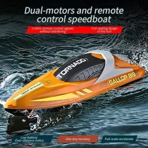 수집품 RC 2.4G 무선 조종 보트 15KM/H 고속 레이싱 스피드보트 남자아이 장난감 전동 요트 모형 선박 LED