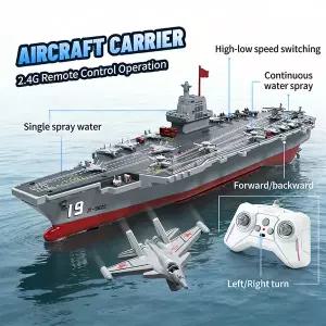 수집품 RC 고속 보트 2.4GHz 무선 조종 항공모함 전함 S19 전동 수상 장난감 RTF 듀얼 모터 남자아이 선물