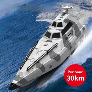 수집품 RC 2.4G 보트 터보제트 펌프 30KM/H 고속 원격 제어 제트 저전력 경보 스피드보트 모델 어린이 장난