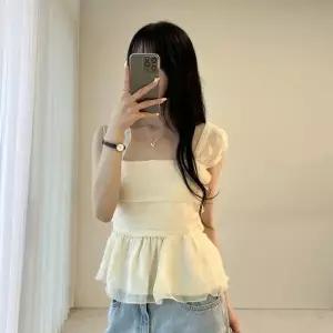 /옷자락 여자 새틴 셔링 플레어 나시 블라우스