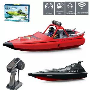 수집품 RC 2.4G 보트 터보제트 펌프 30KM/H 고속 원격 조종 제트 배터리 부족 알람 기능 스피드보트 모델