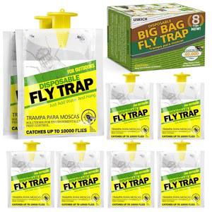야외 가족 농장 공원 과수원 정원을 위한 8팩 걸이 파리 트랩 일회용 킬러 백 캐처 천연 유인 미끼 벌레 및 날아다니는 곤충 VTQ