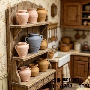 미니어처 세라믹 3종 세트 인형의 집 레트로 장식품 사실적인 점토 장면 애호가 컬렉션용.