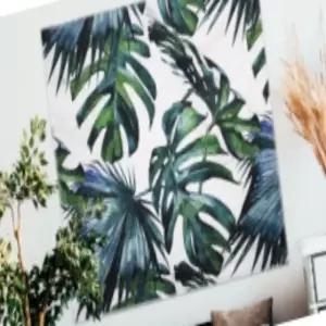세모소 북카페현수막 매장분위기 숲속나뭇잎 패브릭가림천 벽걸이페인트 150X130CM 1개