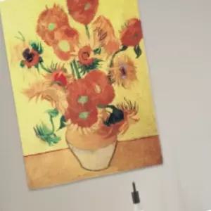 세모소 그림작품현수막 공백걸이 고흐작품그림 해바라기화분병 빈공간꾸미개 1개 73X95CM