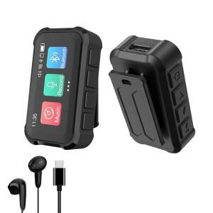 블루투스 기능을 갖춘 PMJEBE MP3 플레이어 USB C 헤드폰을 휴대용 디지털 무손실 32G 음악 풀 터치 스크린 음성 녹음기 전자책 미니 백 클립 디자인 블랙
