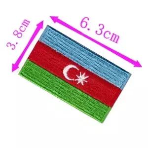 아제르바이잔 국기 자수 패치 63cm 폭 다리미 부착/바느질 부착/수공예/아플리케/핫컷/별 모양