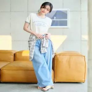 리 LEE 우먼 썸머 오버사이즈드핏 텐셀 데님 팬츠 인디고 미듐