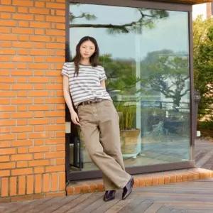 리 LEE 우먼 다잉 릴랙스드핏 데님 팬츠 브라운