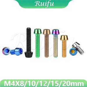 루이푸 티타늄 볼트 M4 X 8/10/12/15/20mm 테이퍼 헤드 스크류 앨런 키 자전거 스템 시트포스트용