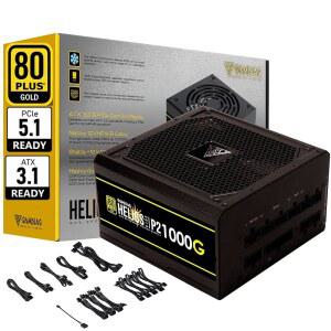 GAMDIAS PCIe 5.1 및 ATX3.1 골드 모듈식 PSU 게이밍 시리즈용, P2-1000G 완전 공급 전원 5000 GeForce 장치, HELIOS ATX 저소음 1000W PC 컴퓨터 RTX 팬, 데스크톱용, 80 플러스