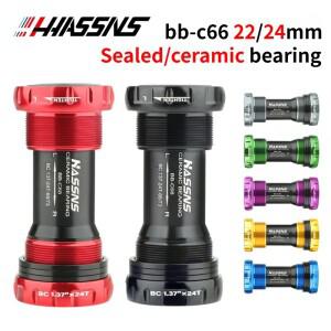 HASSNS 세라믹 바텀 브래킷 나사산 24mm 68/73MM 밀폐형 베어링 (시마노, 스램, 프로휠 자전거 크랭크용)