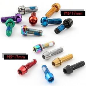 M5/M6x 17MM 스테인레스 볼트 자전거 핸들바 스템 나사 디스크 브레이크 캘리퍼 와셔가 있는 잠금 MTB 로드