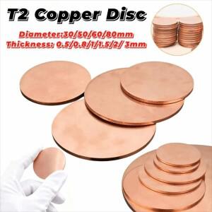 공예용 직경 30-80mm 순수 구리판 두께 0.5-3mm 원형 T2 디스크