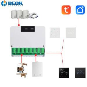 물바닥 난방 액추에이터 용 Beok Zone 허브 컨트롤러 Wifi 온도 조절기 중앙 가스 보일러와 함께 작동