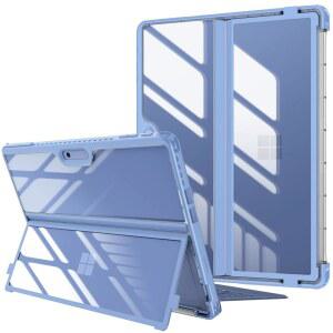 13인치 MICROSOFT SURFACE PRO 11/10/9용 핀티 하드 케이스 - 타입 커버 키보드 파란색과 호환되는 투명 후면 쉘이 있는 충격 방지 폴리오 러기드