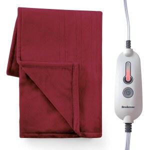 BROOKSTONE 오버사이즈 전기 온열 담요 - 자동 127 폴리에스터, 레드 설정, 4가지 60인치) 4시간 열 152.4CM(50 X 꺼짐, 100%