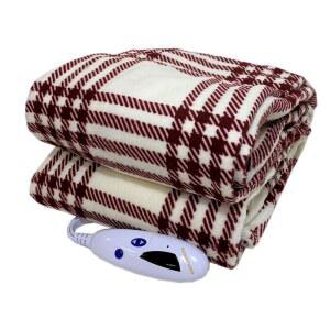 BIDDEFORD BLANKETS MICROPLUSH 전기 온열 담요, 및 가능, 자동 크림 컨트롤러, 디지털 타이머, 세탁기 열 조절 설정 사용 가능한 격자 스로우, 레드 차단