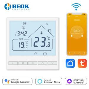 Beok Tuya 스마트 Wifi 온도 조절기  바닥 전기 난방 보일러 용 흰색 버튼  Alexa Google Assistant