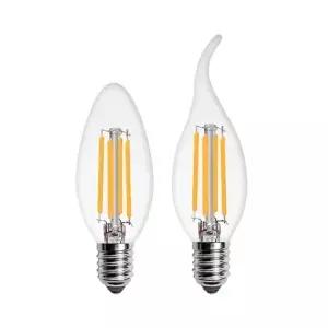 E4 필라멘트 LED 전구 220V 240V 2W 4W 6W C35 C35L 에디슨 램프 레트로 촛불 빈티지 유리 실내 조명
