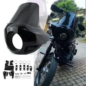 글로스 블랙 오토바이 라이트 페어링 마스크 Harley Sportster Iron Dyna FX XL 883 200 용 5 3/4 램프 앞