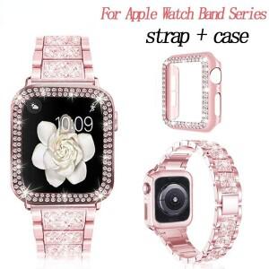 체인 스트랩 케이스 + 메탈 밴드 여성용 애플 호환워치 팔찌 (49mm 46mm 38mm) iWatch 10 9 8 7 6 5 SE 4 3