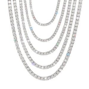 GEM BEAUTY 골드 라운드 8CM 스털링 8CM 모조 실버 VVS1 CT 50 실버와 색상 테니스 3MM 목걸이 다이아몬드