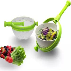 KWBLWF 접이식 샐러드 스피너 3-in-1 3Qt 공간 절약형 소쿠리 야채 건조기 보관 식기세척기 안전 BPA 프리