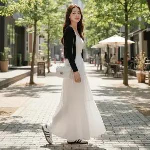 [라일리여성의류] Rly 여성 허리 밴딩 캉캉 주름 데이트룩 여행 패션룩