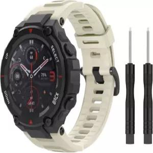 Amazfit T-Rex/T-Rex Pro 스마트워치와 호환되는 MoKo 시계 밴드 부드러운 실리콘 교체 스포츠 스트랩 통기성 손목 밴드(스크류 드라이버 포함) 베이지색 Beige