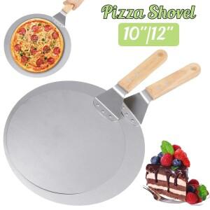 10 12 인치 피자 삽 과자 도구 스테인레스 스틸 나무 손잡이 껍질 라운드 Antiscalding 팬 Bakeware Maker