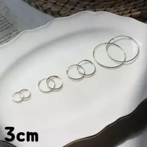 TBZ GGD 올실버 silver92.5 파이프링 귀걸이 1쌍 3cm 큐빅귀걸이 데일리피어싱 패션귀걸이