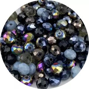 Honkoolly 500개 크리스탈 유리 구슬 4mm 면봉 론델 스페이서 팔찌 목걸이 귀걸이 DIY 보석 제작 공예 블랙