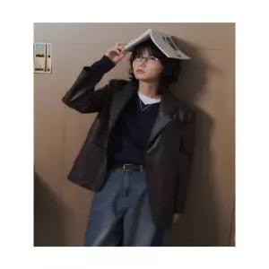 에잇세컨즈 테일러드 레더 재킷 브라운 라이더 인조가죽자켓 35623ZCC1D 592027