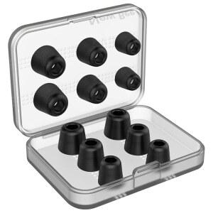 [6쌍] 이어폰 팁 뉴 비 12개 교체 이어버드 주변 소음 차단 메모리 폼 내부 4.9MM (블랙 S / M L) 인 이어 헤드폰용