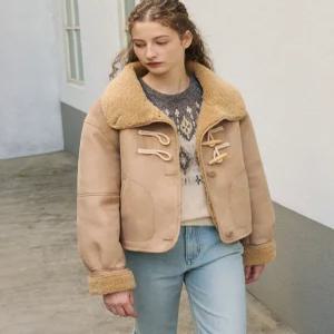 드로우핏 우먼 우드 버튼 오버핏 시어링 자켓 [BEIGE] 퍼 무스탕자켓 DFWMJK4401