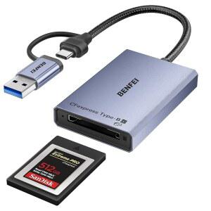BENFEI CFEXPRESS 타입 B 카드 리더(USB 3.2(2세대) 10GBPS USB-C&USB-A 2-IN-1 어댑터 포함) WINDOWS /MAC /LINUX / ANDROID와 호환(XQD 제외)