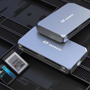 듀얼 CF EXPRESS 타입 B /XQD + SD 4.0 UHS-II 카드 리더-프로페셔널 4-슬롯 10GBPS USB 3.2 2세대 플러그 앤 플레이 동시 읽기/쓰기 리더 - /SDHC /SDUC