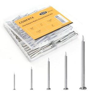 그림을 걸기 위한 콘크리트 못 - 330개 5가지 크기(최대 2인치) 나무 벽 건식 벽체 시멘트 벽돌 석조 모듬 갈바니즈 프레임 작은 못 상자 포함
