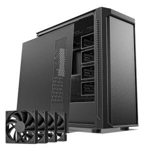 다크락 클래식코 맥스 스토리지 마스터 E-ATX 컴퓨터 케이스 4X120MM 블랙 팬 10X3.5 HDD+3 X2.5 SDD USB 3.0 준비 360MM 라디에이터 지원 GPU 수직 장착용 슬롯