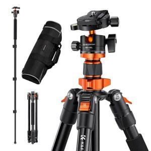K&F 컨셉 62인치 DSLR 카메라 삼각대 가볍고 컴팩트한 알루미늄 탈착식 모노포드 360 파노라마 볼 헤드 퀵 릴리스 플레이트 포함 여행 및 작업용 K254A1+BH-28L (SA254M1)