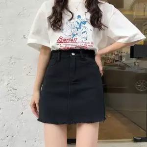 데일리 하이웨스트핏 데님 기본핏 심플 여성 스커트 한강룩 바캉스룩 (WADB159)