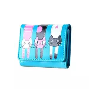 초등반지갑 여학생 PU 11.9cm 3단 패션반지갑 블루 (WADD2C1)