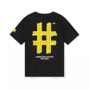매장정품 BEENTRILL 우먼스 테이핑 해시태그 반팔티(블랙)