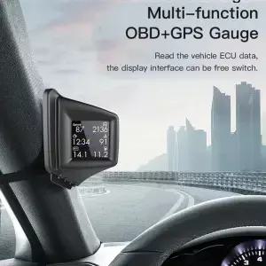 신형 A401 HUD OBD2+GPS 온보드 컴퓨터 헤드업 디스플레이 자동차 타코미터 터보 압력 RPM 수온 속도계