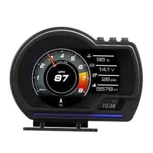 최신 A501 OBD2 자동차 헤드업 디스플레이 HUD 스마트 수온 온도 터보 RPM 게이지 디지털 주행거리계 경보